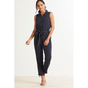 Cloth & Stone Sleeveless Belted Jumpsuit Overalls Pockets Solid XS Womens Black